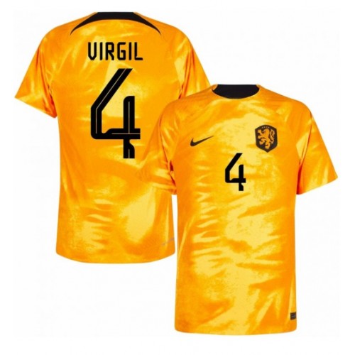 Holandsko Virgil van Dijk #4 Domácí Dres MS 2022 Krátkým Rukávem