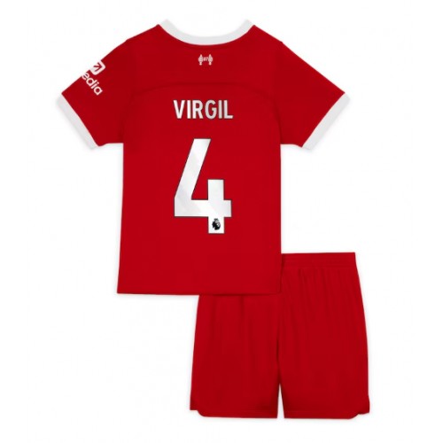 Liverpool Virgil van Dijk #4 Domácí dres komplet pro Děti 2023-24 Krátkým Rukávem (+ Krátké kalhoty)