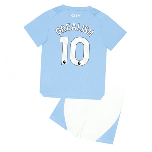 Manchester City Jack Grealish #10 Domácí dres komplet pro Děti 2023-24 Krátkým Rukávem (+ Krátké kalhoty)