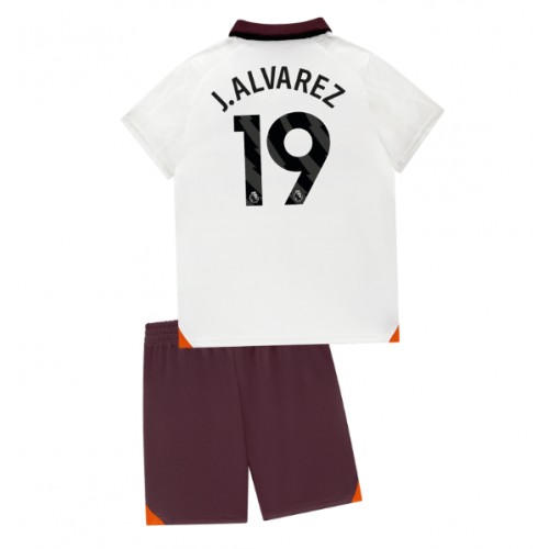 Manchester City Julian Alvarez #19 Venkovní dres komplet pro Děti 2023-24 Krátkým Rukávem (+ Krátké kalhoty)