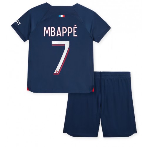 Paris Saint-Germain Kylian Mbappe #7 Domácí dres komplet pro Děti 2023-24 Krátkým Rukávem (+ Krátké kalhoty)