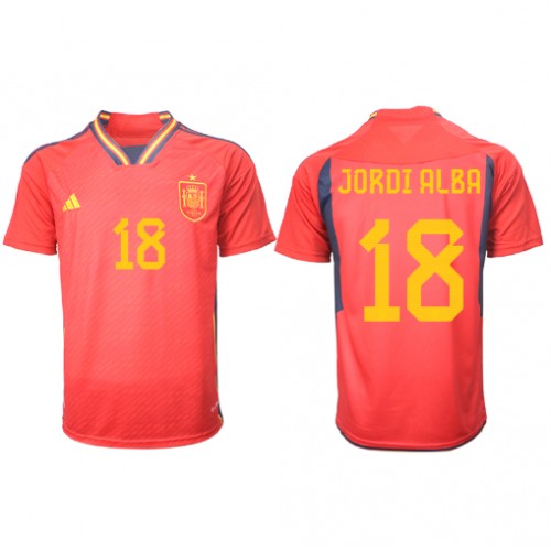Španělsko Jordi Alba #18 Domácí Dres MS 2022 Krátkým Rukávem